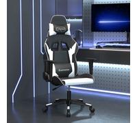 vidaXL Sedia da Gaming Massaggiante Nera e Bianca in Similpelle