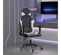 vidaXL Sedia da Gaming Massaggiante Nera e Bianca in Similpelle