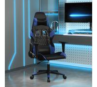 vidaXL Sedia da Gaming Massaggiante Nero e Blu in Similpelle