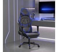 vidaXL Sedia da Gaming Massaggiante Poggiapiedi Nero e Blu Similpelle