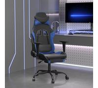vidaXL Sedia da Gaming Massaggiante Poggiapiedi Nero e Blu Similpelle