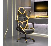 vidaXL Sedia da Gaming Massaggiante Poggiapiedi Nero e Oro Similpelle
