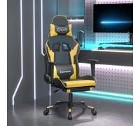 VIDAXL - Sedia da Gaming Massaggiante Poggiapiedi Nero e Oro Similpelle