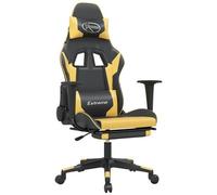 VIDAXL - Sedia da Gaming Massaggiante Poggiapiedi Nero e Oro Similpelle