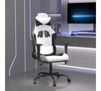 vidaXL Sedia da Gaming Massaggio Poggiapiedi Bianco e Nero Similpelle