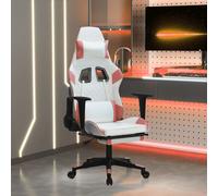 vidaXL Sedia da Gaming Massaggio Poggiapiedi Bianco e Rosa Similpelle