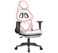 VIDAXL - Sedia Da Gaming Massaggio Poggiapiedi Bianco E Rosa Similpelle