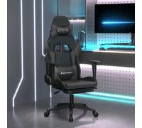 vidaXL Sedia da Gaming Massaggio Poggiapiedi Nero e Grigio Similpelle