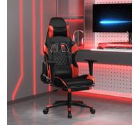 vidaXL Sedia da Gaming Massaggio Poggiapiedi Nero e Rosso Similpelle