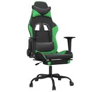 vidaXL Sedia da Gaming Massaggio Poggiapiedi Nero e Verde Similpelle