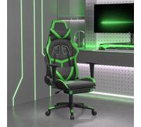 vidaXL Sedia da Gaming Massaggio Poggiapiedi Nero e Verde Similpelle