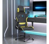 vidaXL Sedia da Gaming Nero e Verde Chiaro in Tessuto