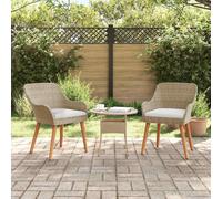 vidaXL Sedia da Giardino 2 pcs Beige 62,5 x 55 x 82 cm polyrattan