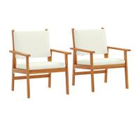 vidaXL Sedia da Giardino 2 pcs Bianco Crema Legno di Acacia Massello