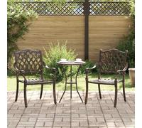 vidaXL Sedie esterne in bronzo con cuscini rimovibili, resistenti alle intemperie, struttura in metallo durevole, stile tradizionale, per giardino, terrazza o balcone, mobili da pranzo