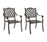 vidaXL Sedie esterne in bronzo con cuscini rimovibili, resistenti alle intemperie, struttura in metallo durevole, stile tradizionale, per giardino, terrazza o balcone, mobili da pranzo
