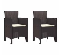 vidaXL Sedie da Giardino 2 PCS con Cuscini Marrone Polirattan Leggere per spazi Esterni Resistenti ai Raggi UV Durevoli con Design Moderno