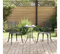 vidaXL Sedia da Giardino 2 pcs Nero 53 x 51 x 88,5cm Alluminio