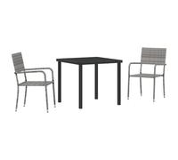vidaXL Sedie da Giardino 2 Pz Impilabili Grigie Polyrattan Leggere con Cuscini per Patio Esterno Design Moderno Sedia PE Seduta Balcone Vimini