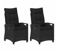 vidaXL Sedia da giardino, 2 pezzi, nero, 56 x 64 x 94 cm, acciaio e poliestere, chaise longue rettangolare per giardino, mobili esterni moderni, poltrona ergonomica, resistente alle intemperie