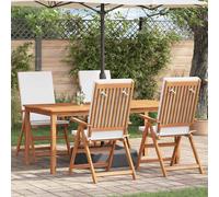vidaXL Sedia da Giardino 4 pz Marrone e bianco Legno di teak solido