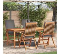 vidaXL Sedia da Giardino 4 pz Marrone e Grigio Legno di teak solido