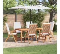 vidaXL Sedia da Giardino 6 pz Marrone e bianco Legno di teak solido
