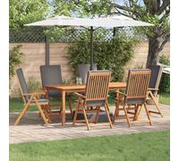 vidaXL Sedia da Giardino 6 pz Marrone e Grigio Legno di teak solido