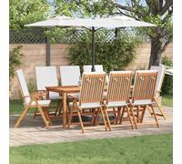 vidaXL Sedia da Giardino 8 pz Marrone e bianco Legno di teak solido
