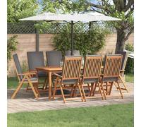 vidaXL Sedia da Giardino 8 pz Marrone e Grigio Legno di teak solido