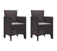 vidaXL Set di 2 sedie da giardino in rattan marrone resistenti per esterni con comodi cuscini per giardino, patio, balcone, 53 x 49 x 85 cm