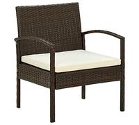 vidaXL Sedia da Giardino con Cuscino Moderna Elegante Robusta Comoda Seggiola Poltrona Poltroncina con Braccioli in Polyrattan Marrone