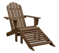 Sedia da giardino con poggiapiedi in legno marrone