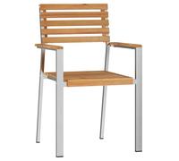 vidaXL Sedie impilabili 2 pezzi in legno di teak e acciaio | Sedili belli per esterni su balcone, patio, design durevole, confortevole per adulti con braccioli piatti ergonomici mobili moderni
