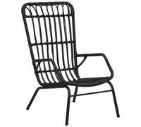 AX Sedia Giardino 75x53.5x90cm Polyrattan Comfort Patio Nera Sedile Nero + 48581