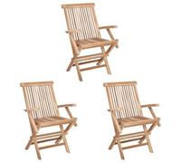 vidaXL Sedia da giardino pieghevole 3 pcs Naturale, Sedia Pieghevole Moderna in Teak, Arredo Giardino, Salvaspazio per Patio, Design Elegante e Funzionale