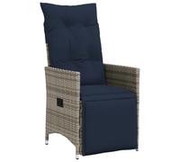 vidaXL Sedia da Giardino reclinabile con Cuscini Grigia in polyrattan