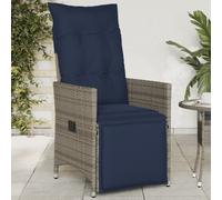 vidaXL Sedia da Giardino reclinabile con Cuscini Grigia in polyrattan