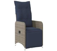 vidaXL Sedia da Giardino reclinabile con Cuscini Grigia in polyrattan