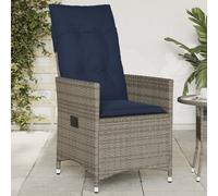 vidaXL Sedia da giardino reclinabile con cuscini grigia in polyrattan