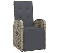 vidaXL Sedia da Giardino Reclinabile con Cuscino Imbottito Sfoderabile Poltroncina Relax Elegante Robusta Comoda in Polyrattan Grigio