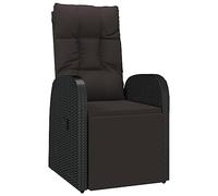 vidaXL Sedia da Giardino Reclinabile e Cuscini Seggiola da Esterni con Cuscini Sdraio Arredo da Esterno Arredamento Giardino Polyrattan Nero