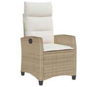 vidaXL Sedia Reclinabile da Giardino con Tavolino Beige Polyrattan, Sedia da Giardino reclinabile, Poltrona da Giardino reclinabile, Sedile da Giardino reclinabile