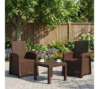 vidaXL Sedia da giardino reclinabile effetto rattan 2 pcs Marrone PP, Poltrona reclinabile moderna per giardino, resistente alle intemperie, seduta regolabile per patio o bordo piscina