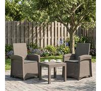 vidaXL Sedia da giardino reclinabile effetto rattan 2 pcs, Poltrona reclinabile moderna per giardino, resistente alle intemperie, seduta regolabile per patio o bordo piscina