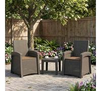 vidaXL Sedia da giardino reclinabile effetto rattan 2 pcs, Poltrona reclinabile moderna per giardino, resistente alle intemperie, seduta regolabile per patio o bordo piscina