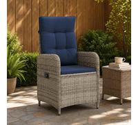 vidaXL Sedia da giardino reclinabile Grigio e Blu Navy