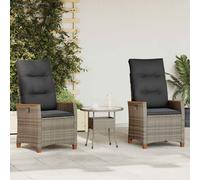 vidaXL Sedia da giardino regolabile grigio e grigio scuro in rattan sintetico, giardino e terrazza, seduta moderna in rattan, comoda sedia regolabile, sedia a sdraio da terrazza