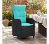 vidaXL Sedia da giardino reclinabile Nero e Turchese polyrattan