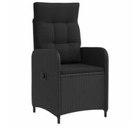 vidaXL Sedia da giardino reclinabile con cuscino nero 57 x 63 x 94 cm, poltrona da patio moderna, reclinabile a prova di clima, schienale regolabile, comodo per esterni